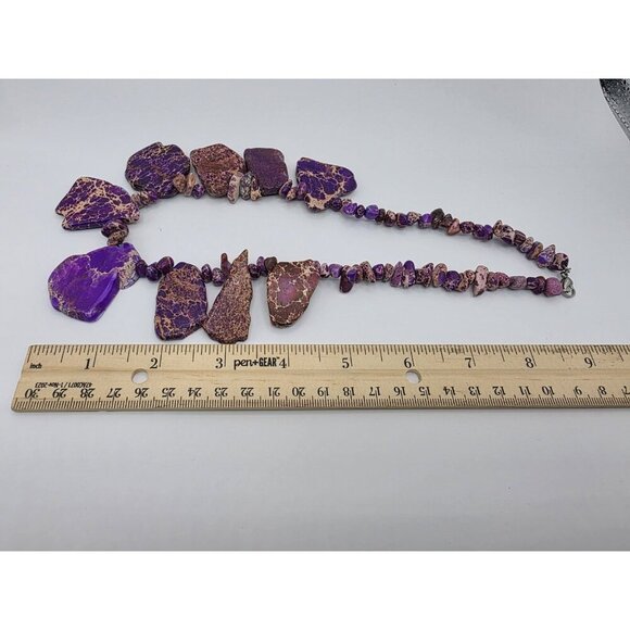 Purple‎ Sea Sediment Imperial Jasper Necklace Handmade Slabs Chips 18" Statement - Picture 6 of 11